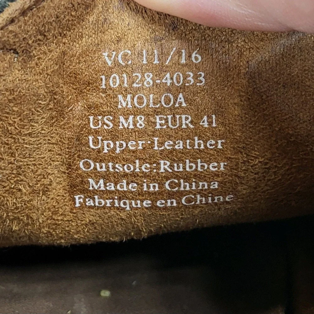 OluKai Moloa Mens 8 Leather Slip‎ On Shoes Dark Wood 10128-4033 Drop-In Heel